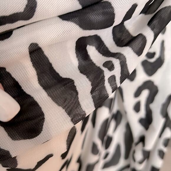 NWT $128 AFRM Anthropologie black white leopard stretchy mesh dress 3XL - Picture 7 of 11